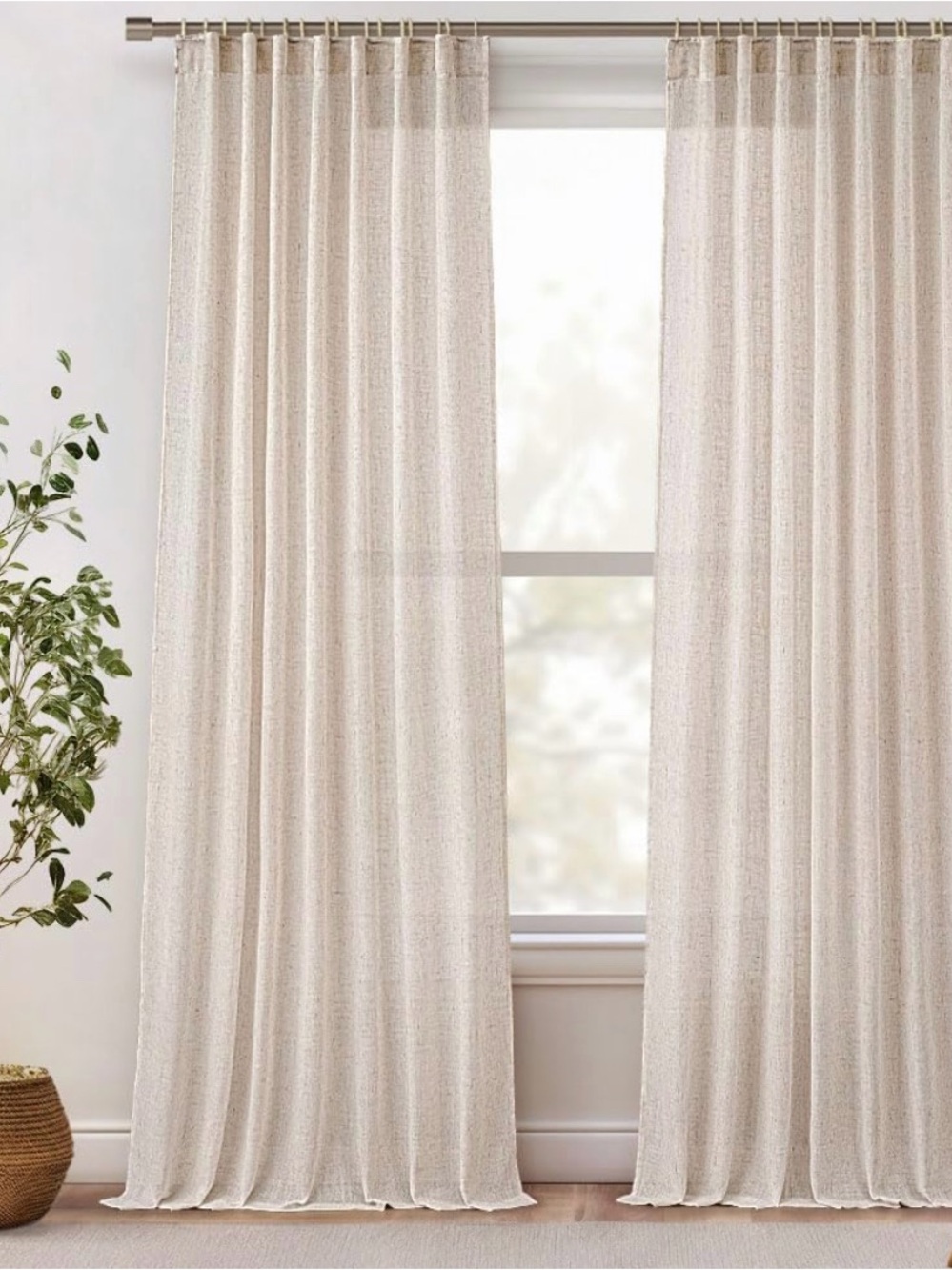Natural Sheer Curtains in Light Beige - Bouclait NWOT